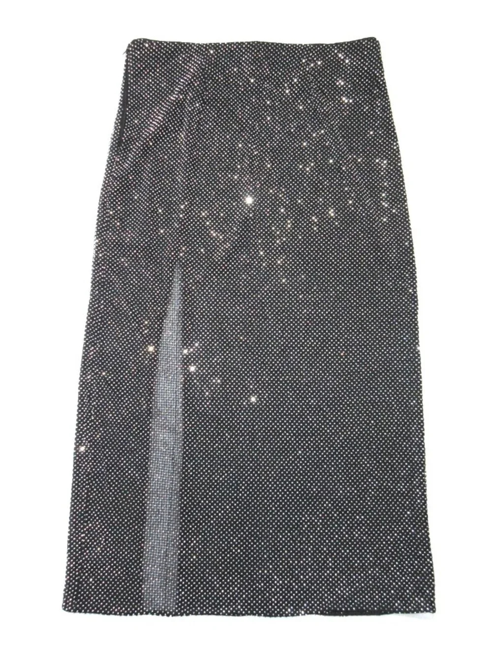 NWT J.Crew Collection Side-slit Rhinestone Maxi in Silver Black Skirt 16